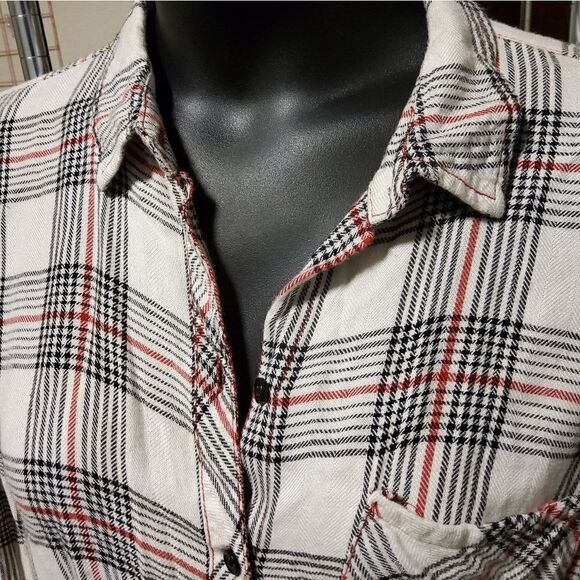 BEACHLUNCHLOUNGE Bailey Plaid Split Tail Button Up Shirt XL - Picture 4 of 8